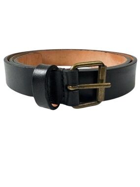 Derek Lam Black Leather Belt with Brass Buckle